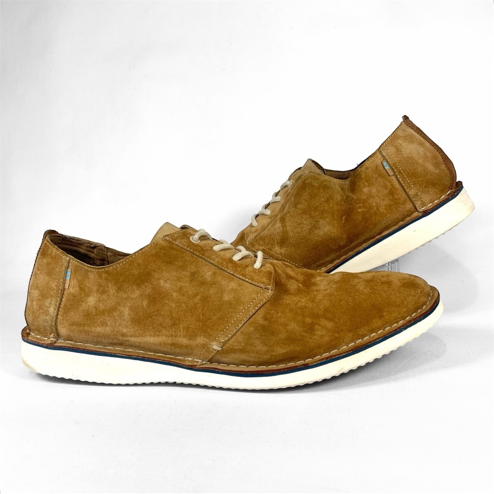 TOMS Preston Suede Oxford Shoes Mens 13 Tan Lace Up Casual Comfort Minimal